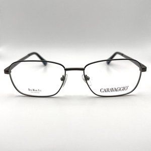 Caravaggio Big Man Fit C422 Eyeglass Frame Flex Square Spring Gunmetal 56-18-145